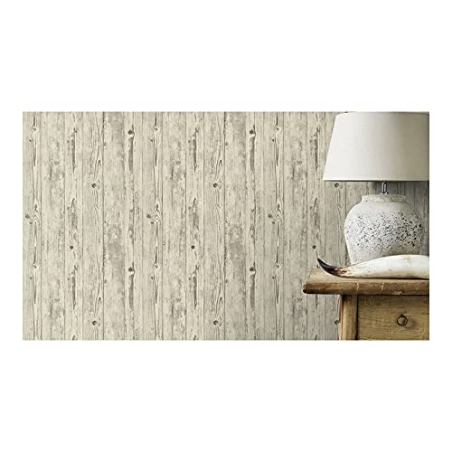 Ivory Weathered Oak Panels Wallpaper 21 X Off/White Traditional Vinyl - Diamond Home USA