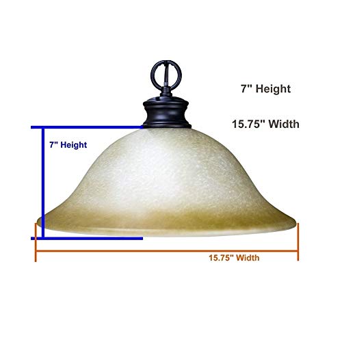 Plug in Swag Pendant Light Oil Rubbed Bronze 16" Glass Shade Cream Modern - Diamond Home USA