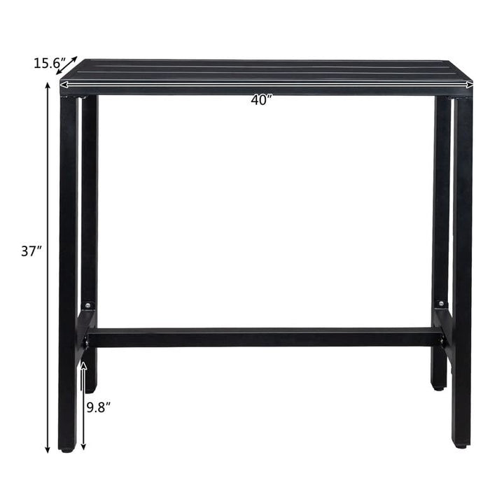 Outdoor 40 in. Metal Bar Dining Table Black Rectangular Cast Iron Finish Weather - Diamond Home USA