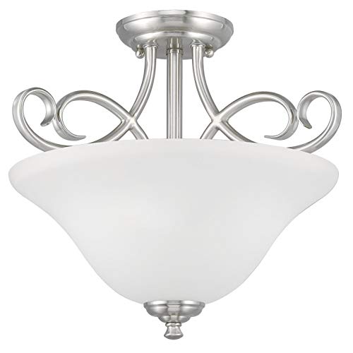 Westinghouse 6573800 Dunmore 15-Inch Two-Light Indoor Semi-lush Mount Ceiling Brushed Nickel - Diamond Home USA