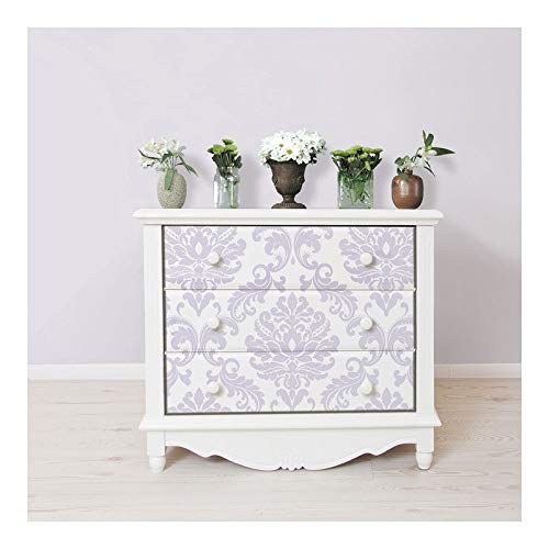 Purple Peel Stick Wallpaper X 20.5in Damask Vinyl Removable - Diamond Home USA