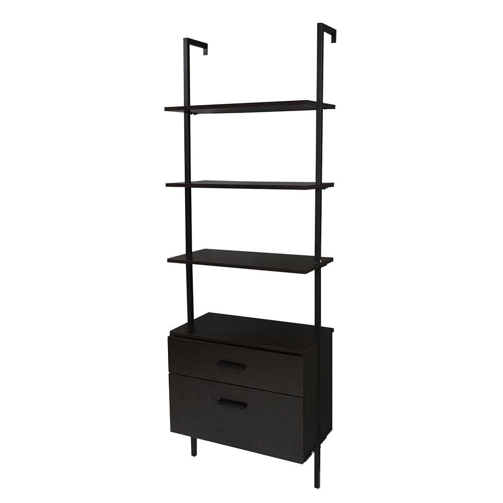 Industrial Bookshelf with Wood Drawersblack Black Includes Hardware - Diamond Home USA