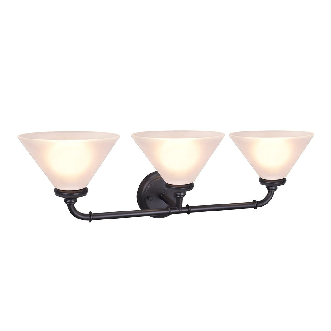 Three-Light Metal Bathroom Vanity Wall Light Fixture 6-1/2" Wide Oil Rubbed - Diamond Home USA