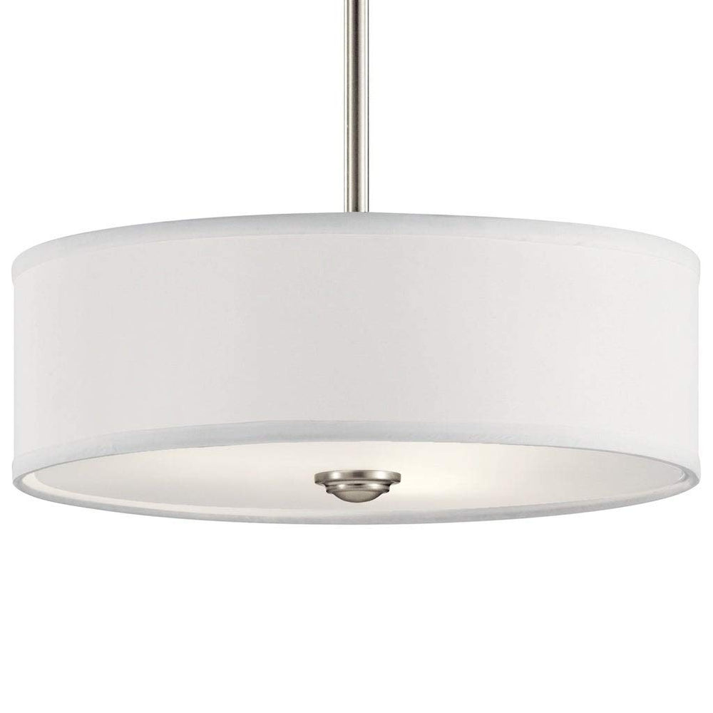 3-Light Brushed Nickel Semi-Flush Mount - Nickel Transitional Glass Metal Steel - Diamond Home USA
