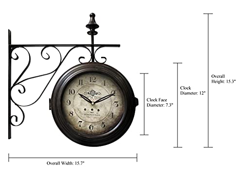 Yosemite Home Decor Double Sided Iron Wall Clock Multicolor - Diamond Home USA