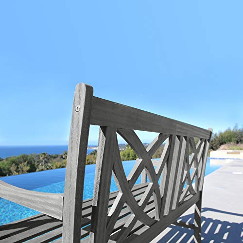 Surfside 4-Foot Outdoor Hand-Scraped Hardwood Garden Bench Grey Traditional - Diamond Home USA