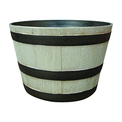 Resin Whiskey Barrel Planter Birch Black Modern Contemporary