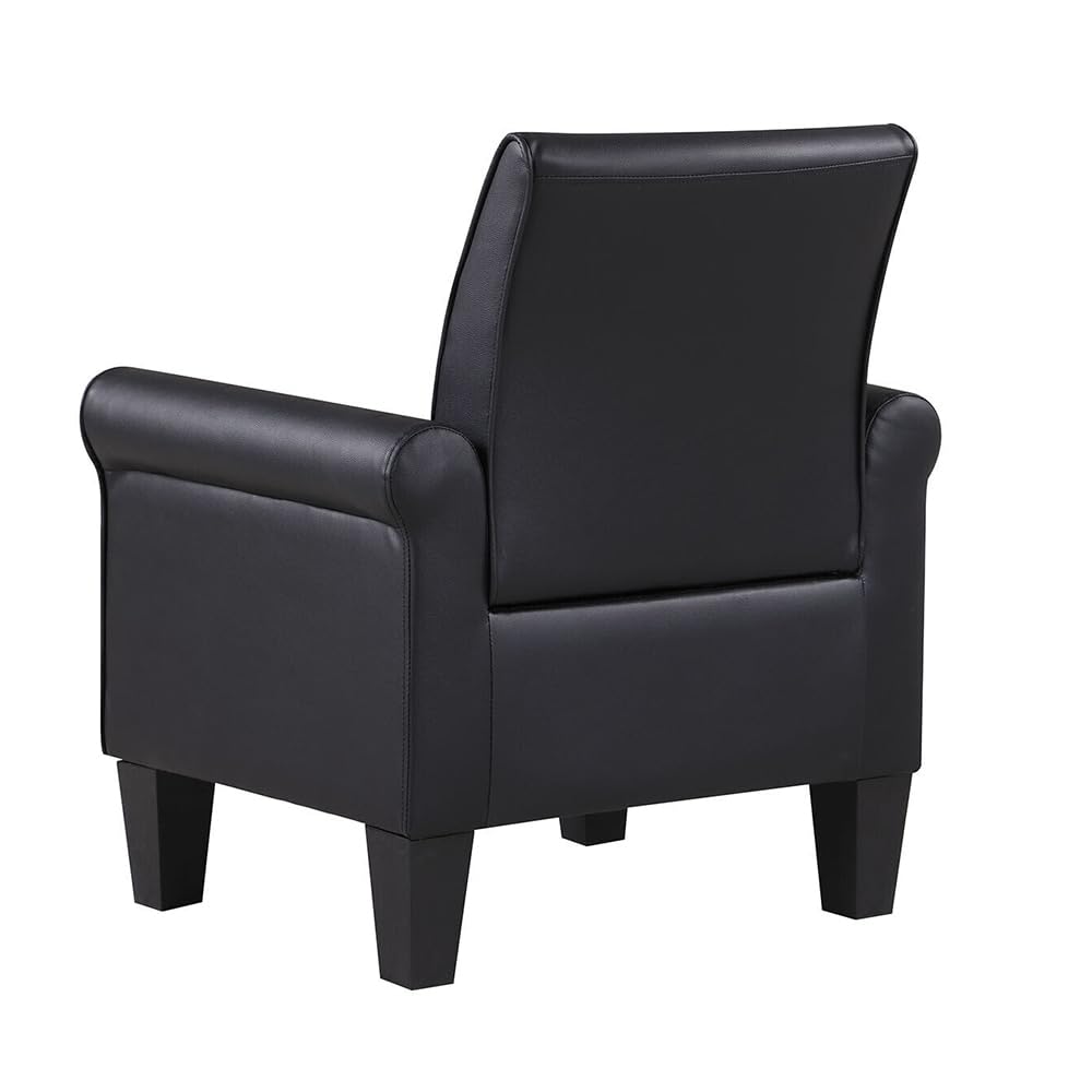 Black Pu Leather Accent Arm Chair Single Sofa 35" X 30" Solid Modern - Diamond Home USA