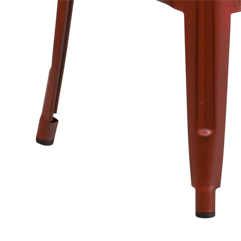 BOWERY HILL 30" Industrial Metal Dining Bar Stool in Kelly Red - Diamond Home USA