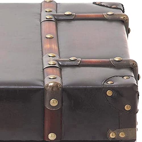 Vintage Vibes Leather and Wood Trunk Accent Side End Table Brown Casual - Diamond Home USA