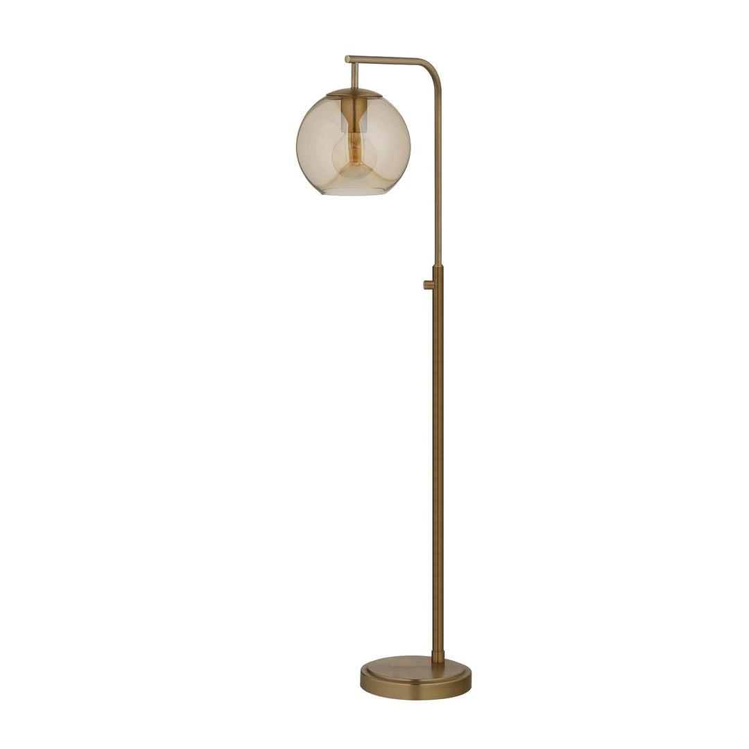 Antique Brass Globe Floor Lamp Mid-Century Modern Transitional