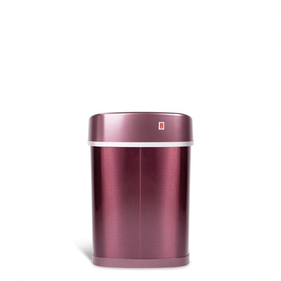 3.9 Gal. Stainless Steel Motion Sensor Trash Can Burgundy Multi Color Oval - Diamond Home USA