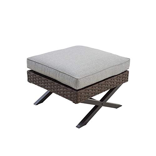Patio Festival Outdoor X-Leg Collection Ottoman Grey French Country Modern - Diamond Home USA