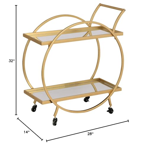Gold Bar Cart American Crafted Metal 28 X 14 32 in Yellow Modern Contemporary - Diamond Home USA