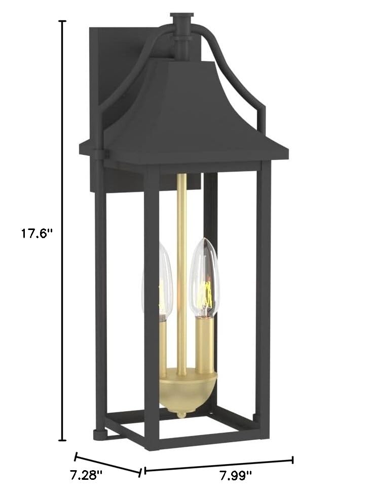 17.6" Black Meal Oudoor Wall Ligh Indusrial Modern Conemporary Glass Dusk - Diamond Home USA