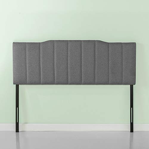 ZINUS Satish Upholstered Channel Stitched Headboard in Grey Queen