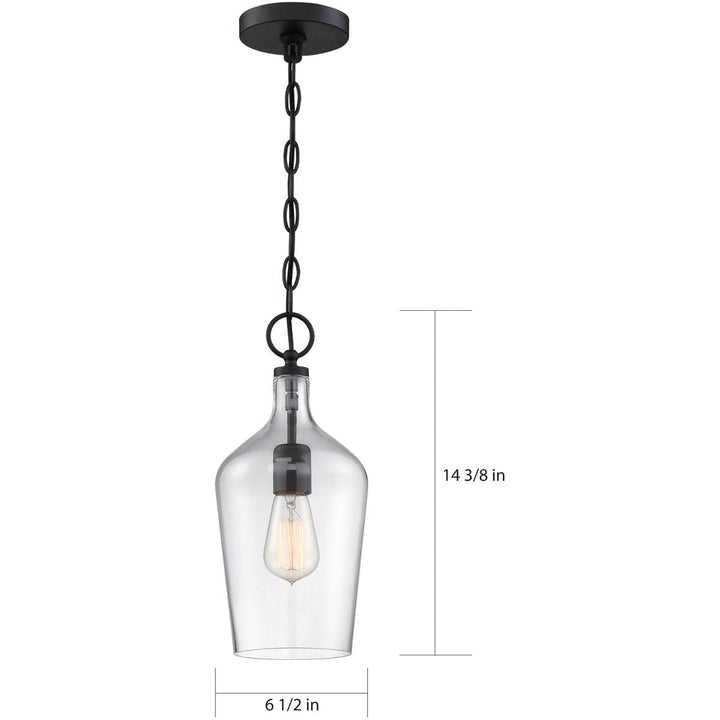 NUVO 60/6749 Hartley 1 Light Pendant Fixture Matte Black - Diamond Home USA