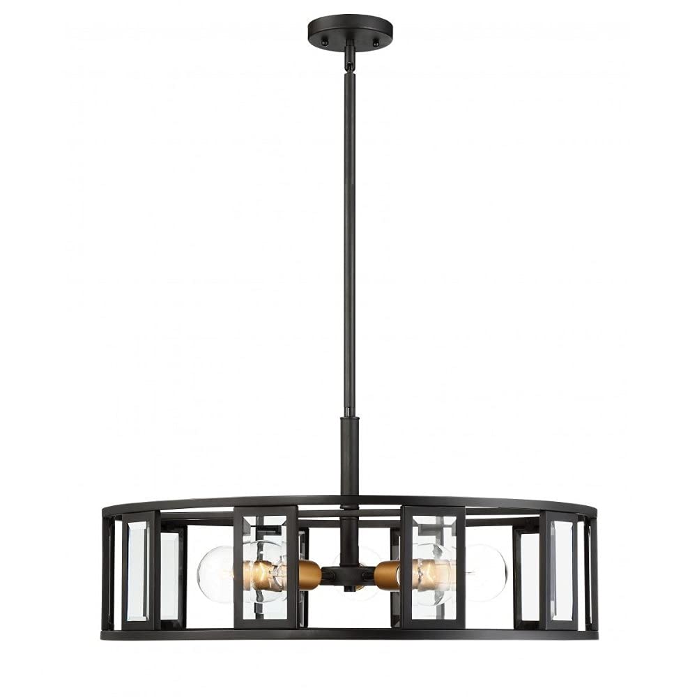 Nuvo 60/6416 Payne Lighting Fixture 5Lt Pendant Clear Beveled Glass Midnight - Diamond Home USA