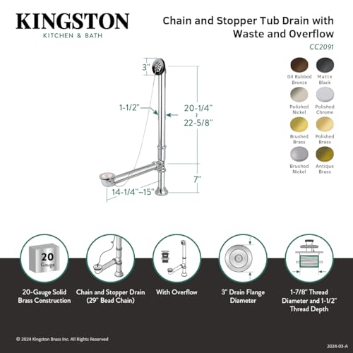 Kingston Brass Vintage Clawfoot Bathtub Waste and Overflow Drain