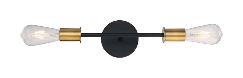 Nuvo Lighting 45923673276 Two Light Vanity 2Lt Black Finish with Brushed Brass - Diamond Home USA