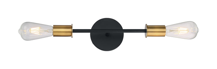 Nuvo Lighting 45923673276 Two Light Vanity 2Lt Black Finish with Brushed Brass - Diamond Home USA