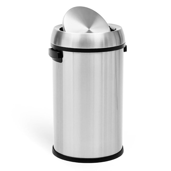17 Gallon Swing Open Trash Can Silver Oval Stainless Steel Fire-Safe