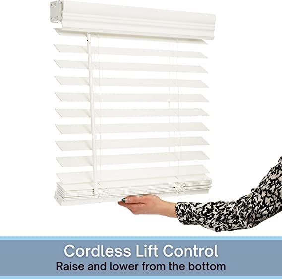 2" Cordless Faux Wood Blind - Smooth White