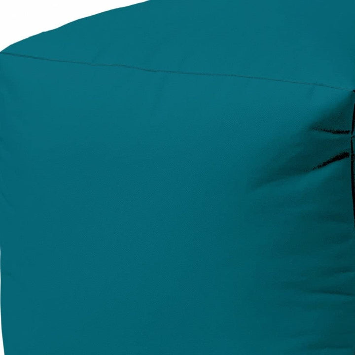 17" Cool Dark Teal Solid Color Indoor Outdoor Pouf Ottoman Multi Modern - Diamond Home USA