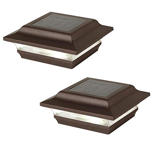 4x4 Bronze Imperial Solar Post Cap (Set of 2) Brown Energy Efficient Led Lights