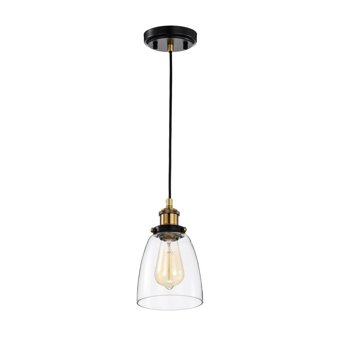Black and Antique Brass Finish 1-light Mini with Clear Bell Glass Shade - Diamond Home USA