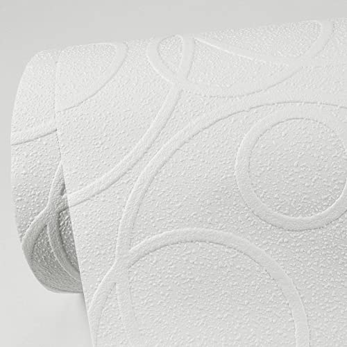 White Circles Paintable Wallpaper X 20.9in Geometric Vinyl - Diamond Home USA