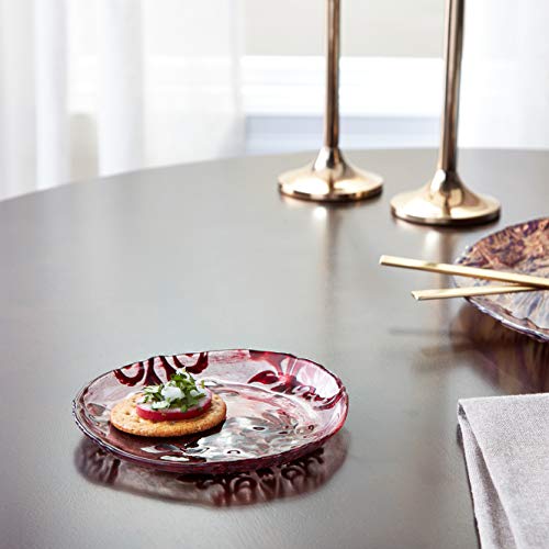 Red Pomegranate Damask Canape Plate Red Velvet 6.5-Inch 1 Piece - Diamond Home USA