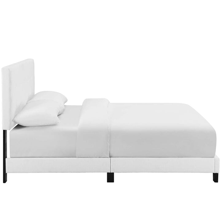Modway Amira Tufted Fabric Upholstered Full Bed Frame With Headboard In White - Diamond Home USA
