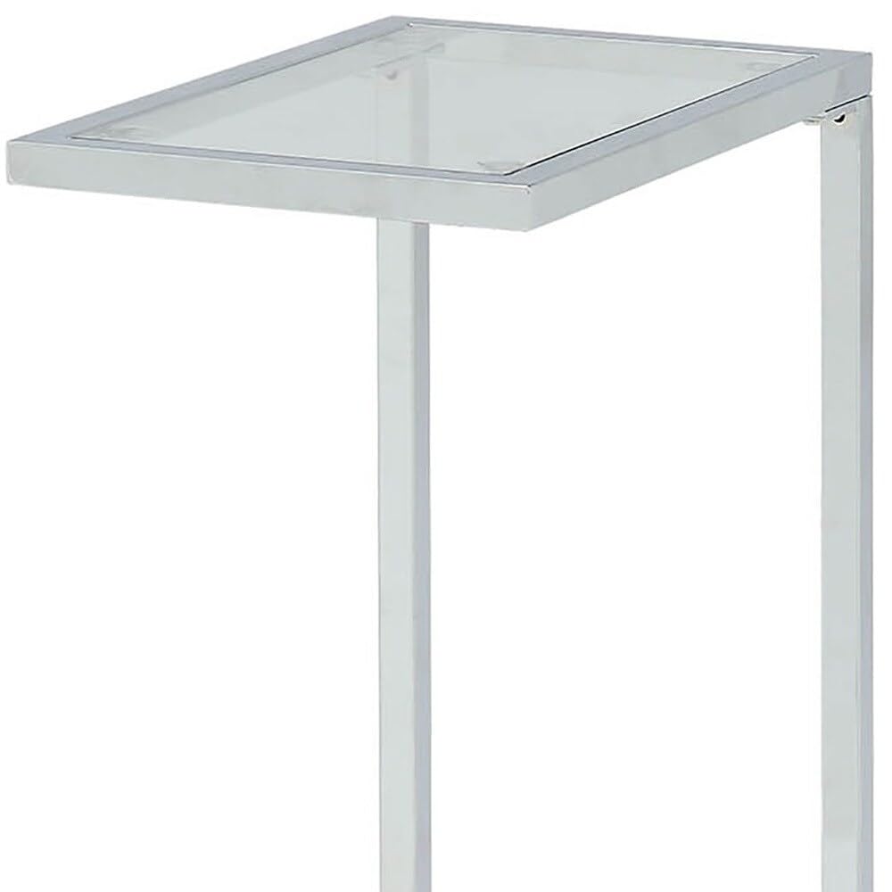 26" Chrome and Clear Glass End Table 25.25 Silver Modern Contemporary - Diamond Home USA