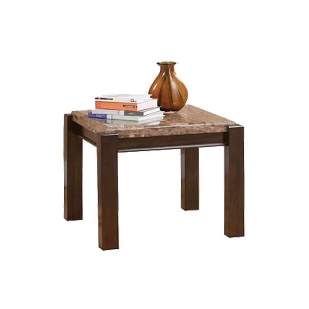 End Table W/Marble Top in Walnut Finish Multi Color Modern Contemporary Wood - Diamond Home USA