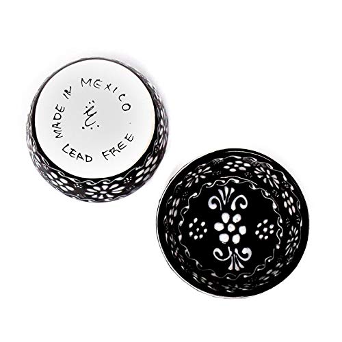 Handmade Mexican Pottery Black Appetizer And Dip Bowls (Set Of 2) 3" X 2" - Diamond Home USA