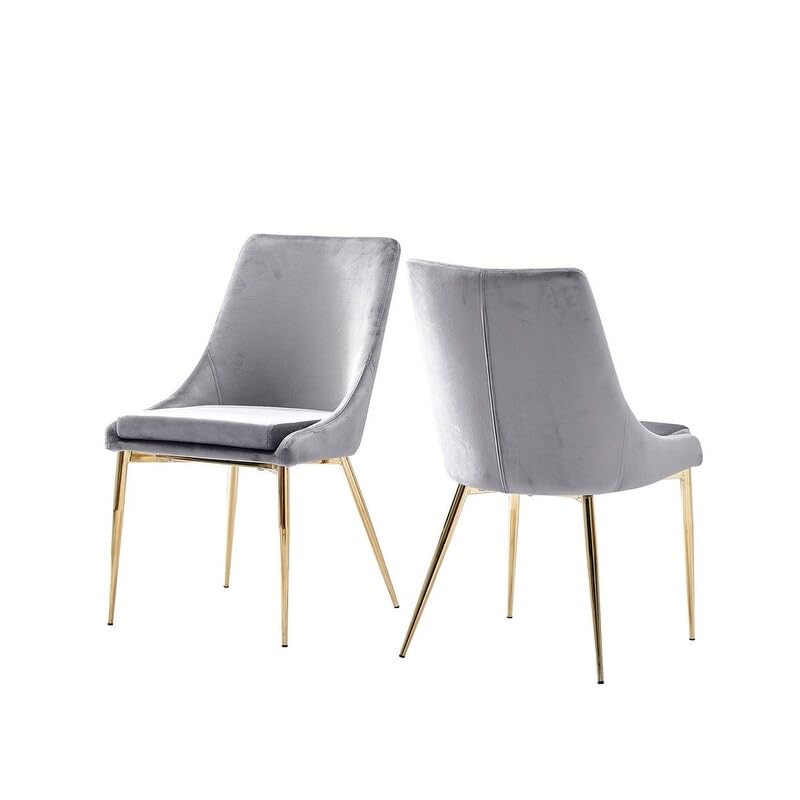 Best Master Furniture Leatrice Glam Linen Fabric Chairs Set of 2 Grey - Diamond Home USA