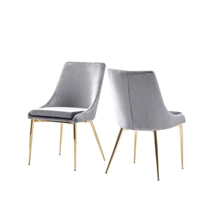 Best Master Furniture Leatrice Glam Linen Fabric Chairs Set of 2 Grey - Diamond Home USA