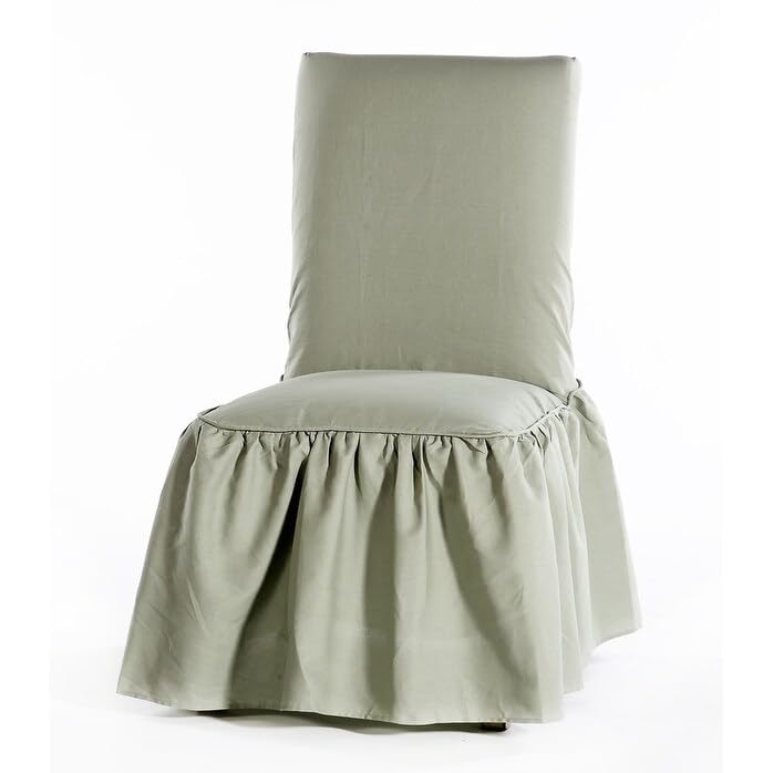 Classic Slipcovers Ruffled Dining Chair slipcover with Bowtie (Single) White - Diamond Home USA