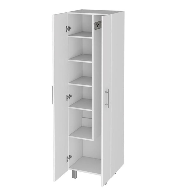 FM FURNITURE Norway Broom Closet Pantry Five Shelves White for Kitchen - Diamond Home USA