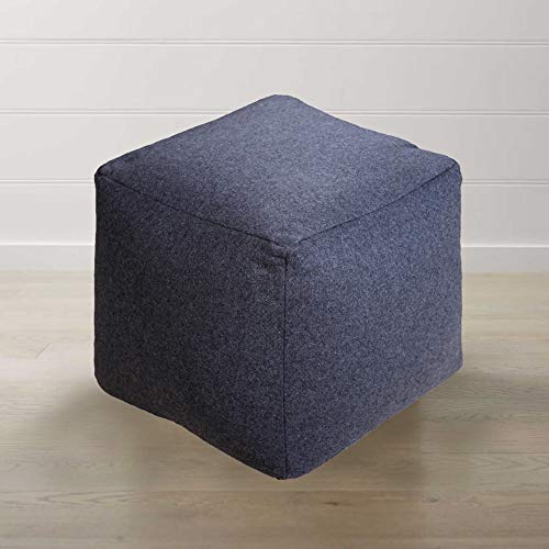 Dark Grey Square Designer Pouf Ottoman Solid Color Bohemian Eclectic Cotton - Diamond Home USA