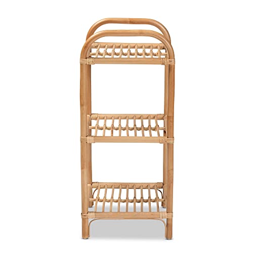 Bohemian Natural Brown Finished Rattan 3-Tier Display Shelf Eclectic - Diamond Home USA