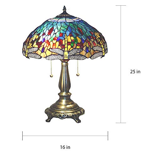 Tiffany-Style Yellow Dragonfly Table Lamp Blue Red Tiffany Bronze - Diamond Home USA
