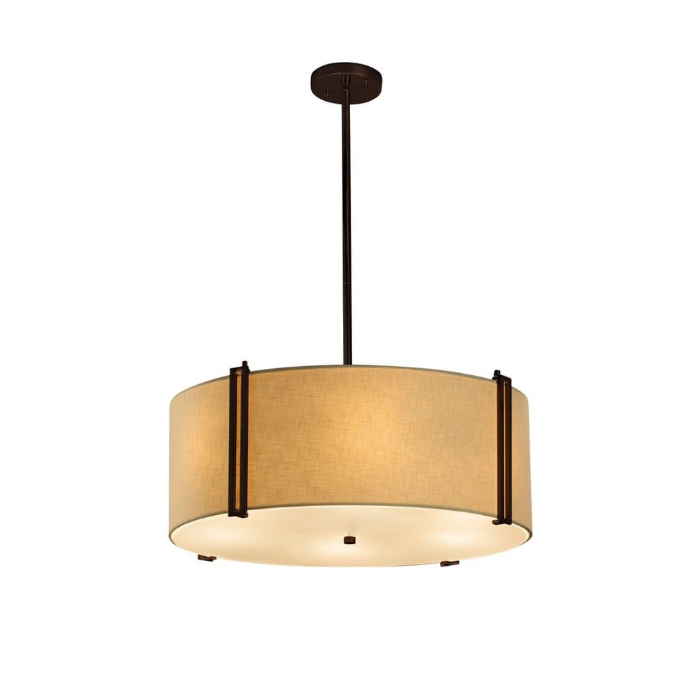 Justice Design Group Lighting FAB-9512-CREM-DBRZ Textile Reveal 24" Drum Pendant - Diamond Home USA