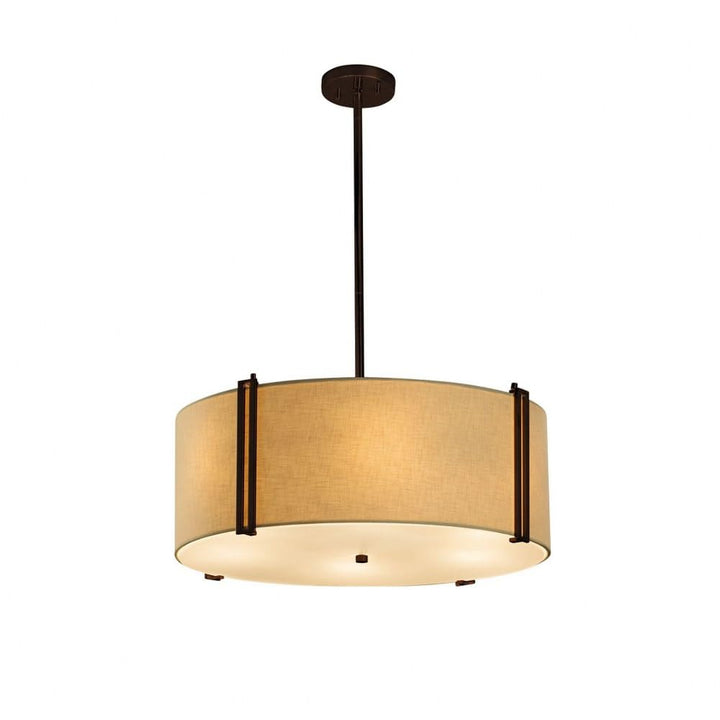 Justice Design Group Lighting FAB-9512-CREM-DBRZ Textile Reveal 24" Drum Pendant - Diamond Home USA