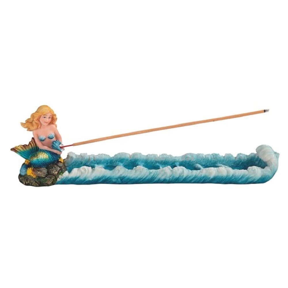11.75" w Turquoise Mermaid Incense Burner Sticks Holder Fantasy Decoration
