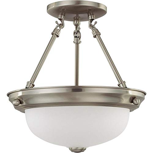 NUVO 60/3244 Two Light Semi Flush Mount Brushed Nickel/Frosted Glass - Diamond Home USA