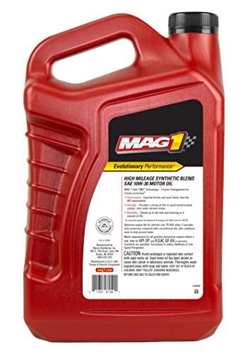 Mag 1 67180 High Mileage Synthetic Blend SAE 10W-30 Motor Oil - 5 Quart - Diamond Home USA