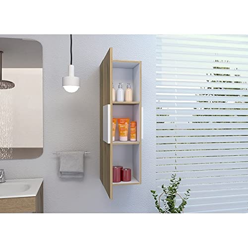 Light Oak/White Wall Mounted Medicine Cabinet Brown Modern Contemporary MDF - Diamond Home USA