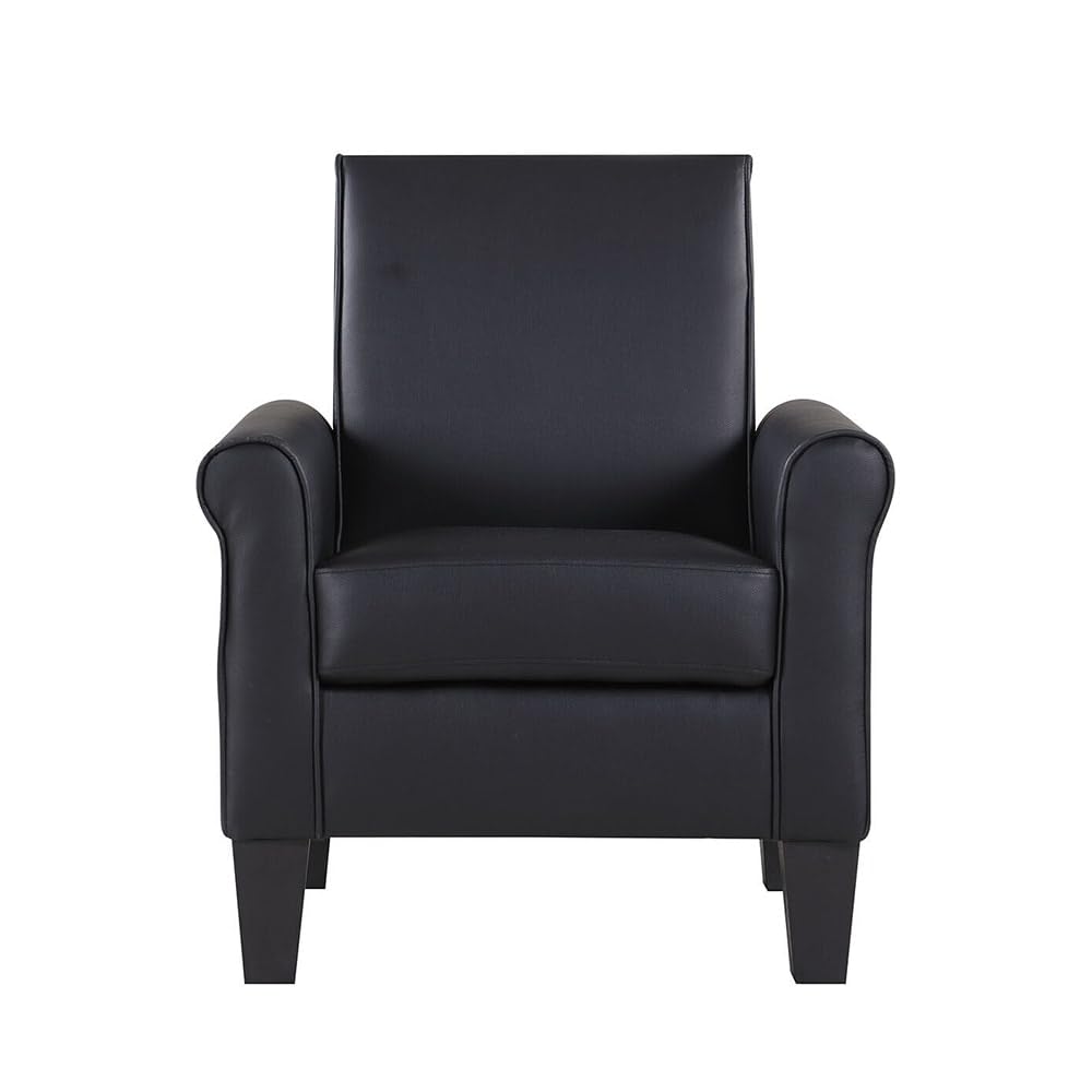 Black Pu Leather Accent Arm Chair Single Sofa 35" X 30" Solid Modern - Diamond Home USA